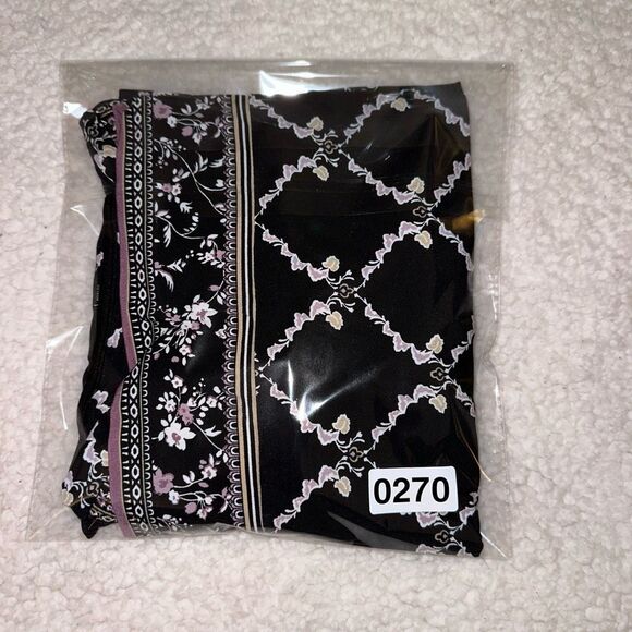 WHBM Womens Black Purple White Trellis Pattern Stretch Tunic Small EUC - Picture 11 of 11